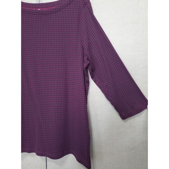 Chico's 100% Cotton Houndstooth Print Boat Neck T-Shirt Size 3 (XL) - Picture 2 of 7